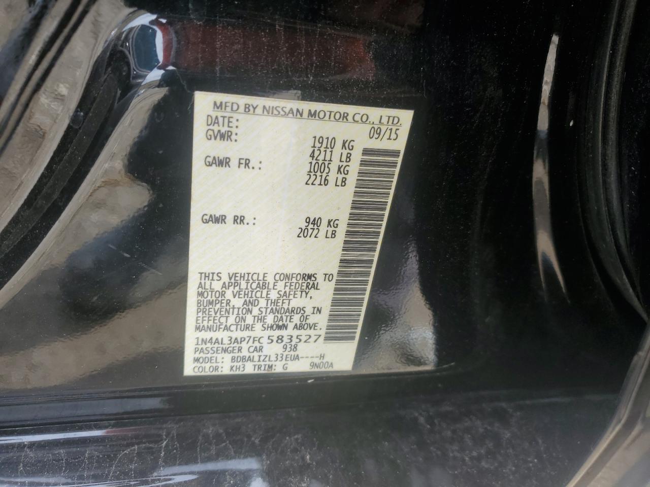 1N4AL3AP7FC583527 2015 Nissan Altima 2.5