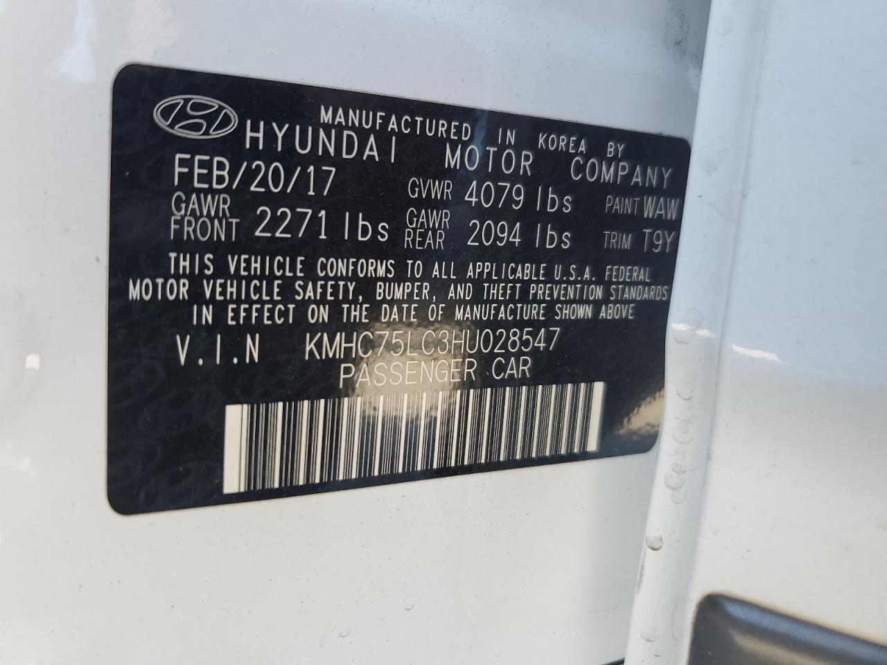 2017 Hyundai Ioniq Sel VIN: KMHC75LC3HU028547 Lot: 72540474