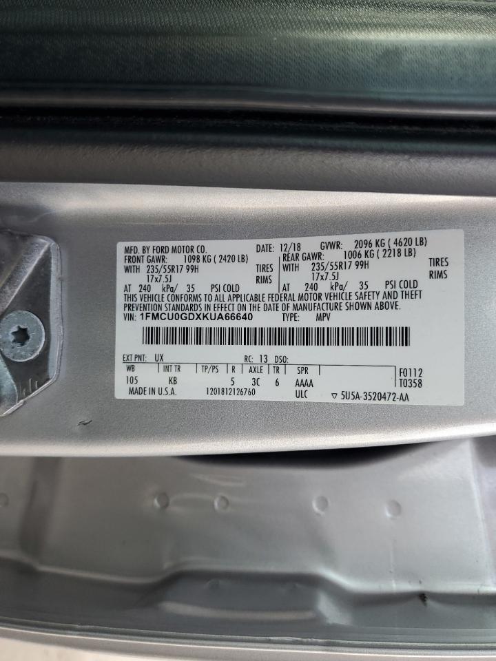 1FMCU0GDXKUA66640 2019 Ford Escape Se