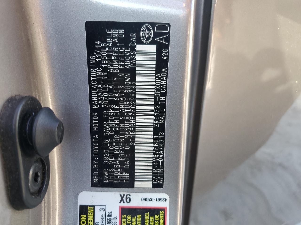 2T1BPRHE7FC298795 2015 TOYOTA COROLLA - Image 16