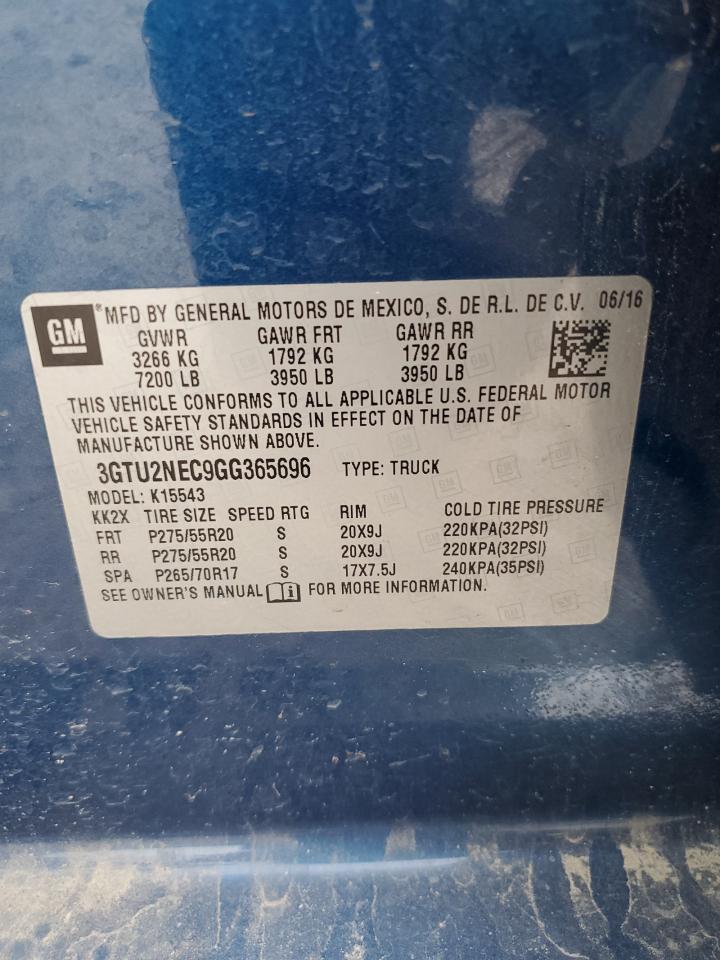 3GTU2NEC9GG365696 2016 GMC Sierra K1500 Slt