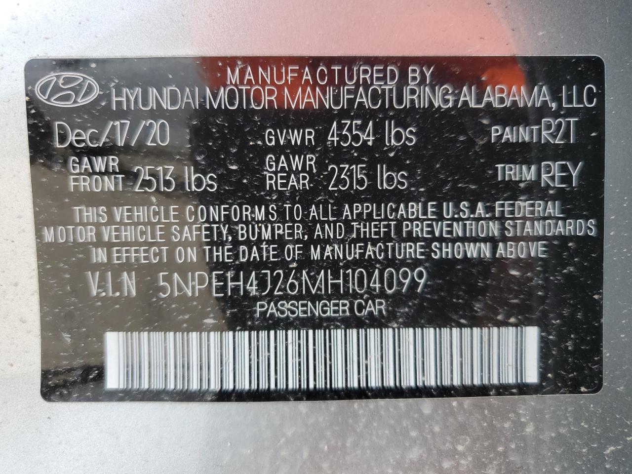 2021 Hyundai Sonata Limited VIN: 5NPEH4J26MH104099 Lot: 71262734