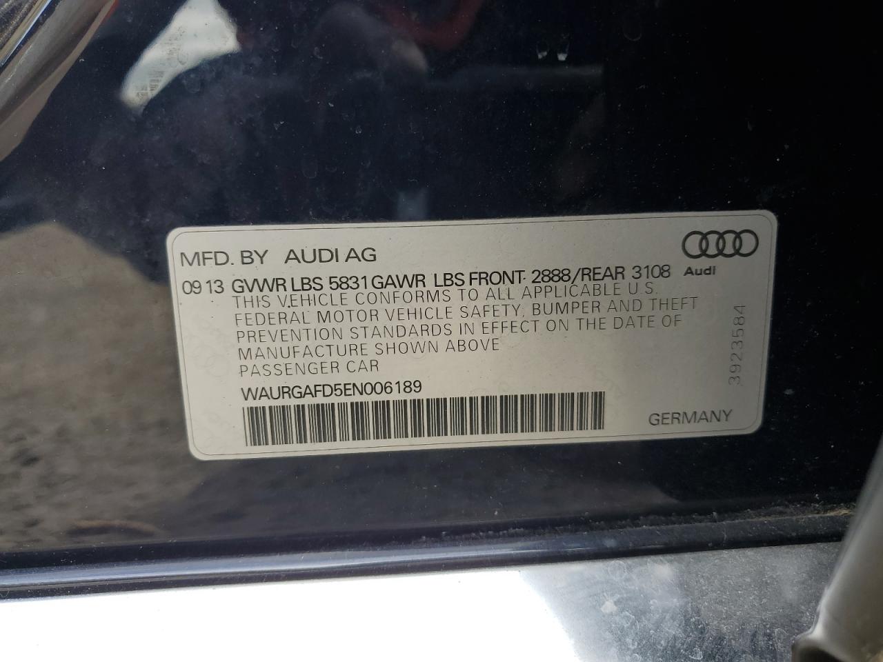 WAURGAFD5EN006189 2014 Audi A8 L Quattro