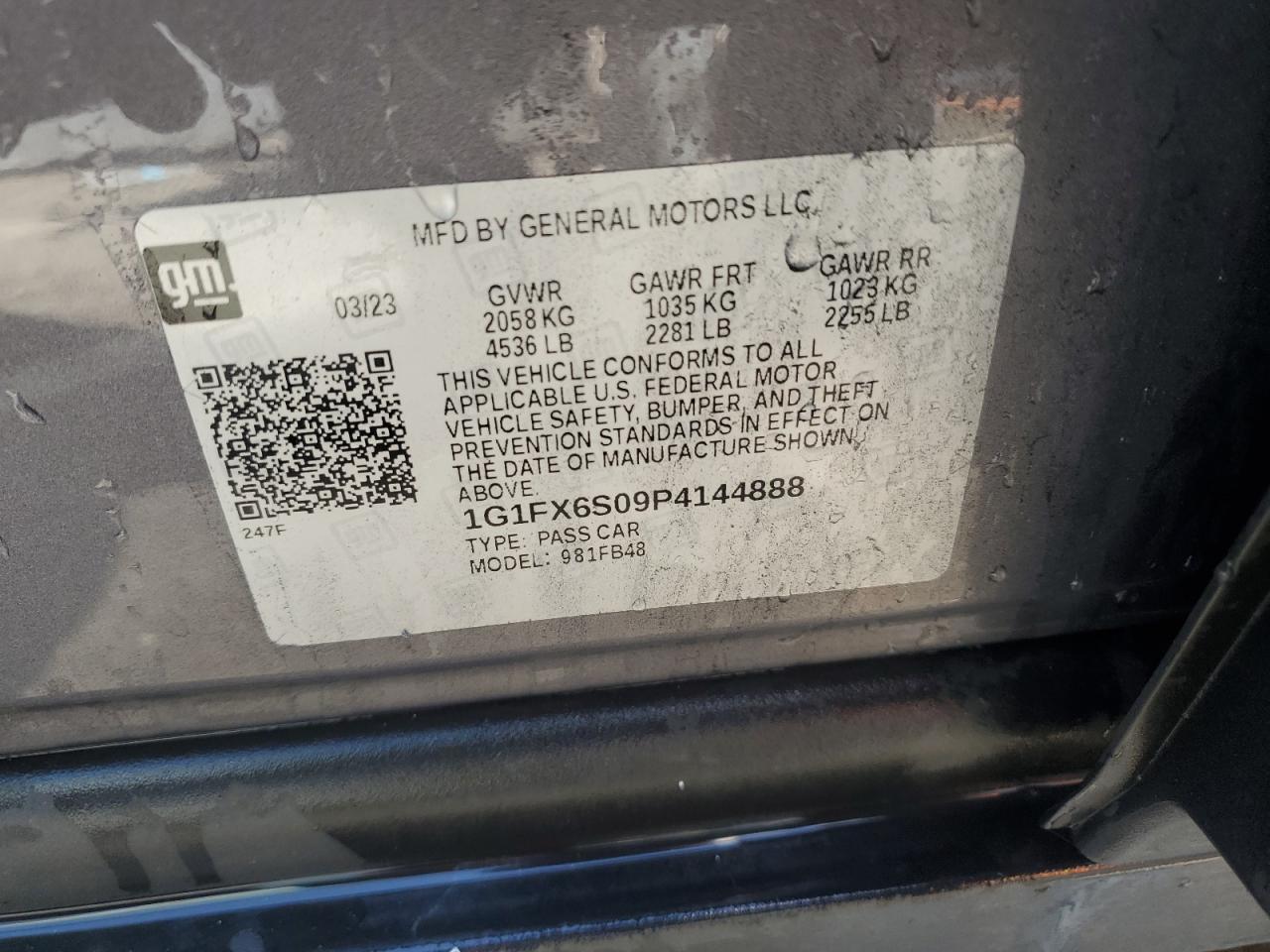 1G1FX6S09P4144888 2023 Chevrolet Bolt Ev 2Lt