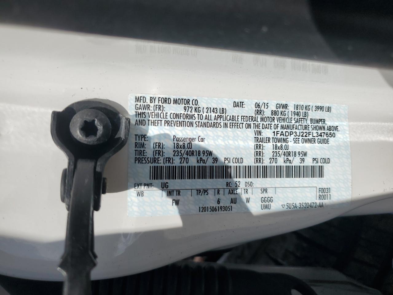 1FADP3J22FL347650 2015 Ford Focus Titanium