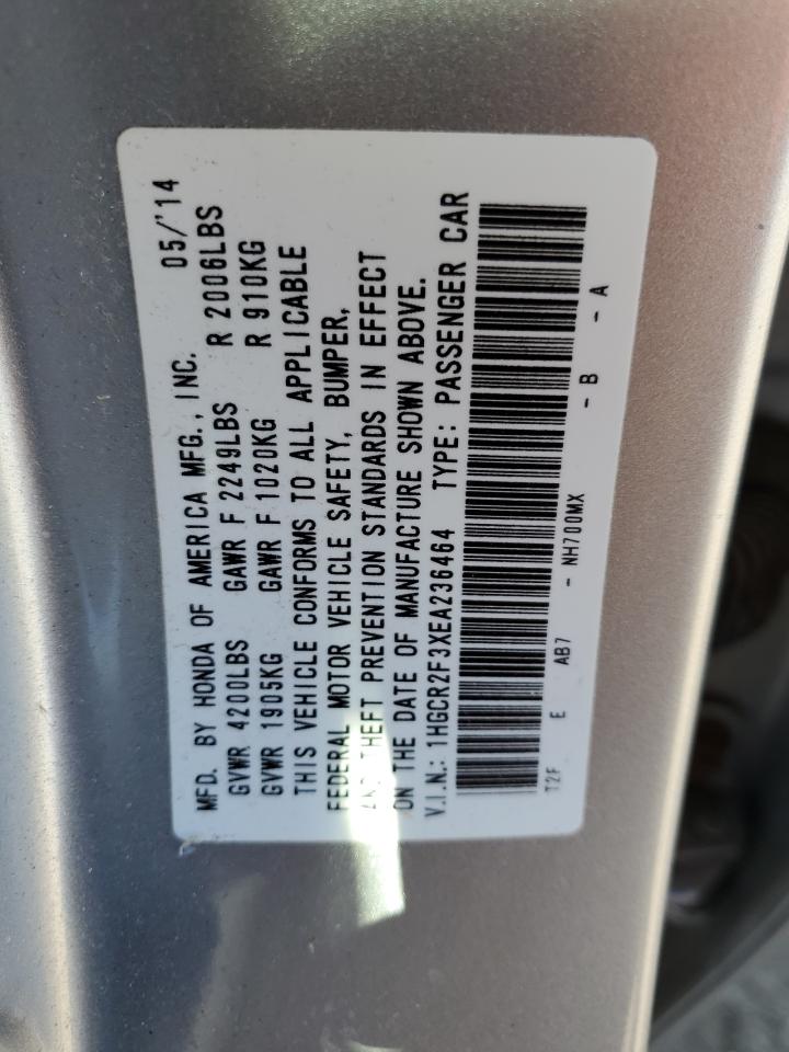 1HGCR2F3XEA236464 2014 Honda Accord Lx