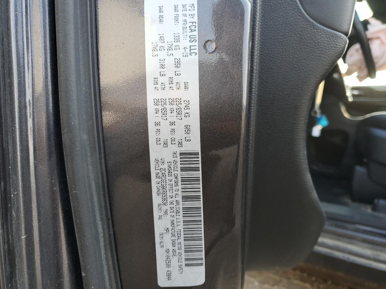 2C4RDGEG6KR693630 2019 Dodge Grand Caravan Gt