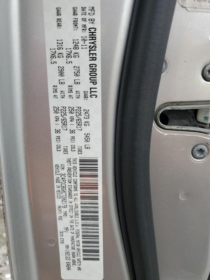 2012 Dodge Journey Sxt VIN: 3C4PDCBG0CT202178 Lot: 61341715