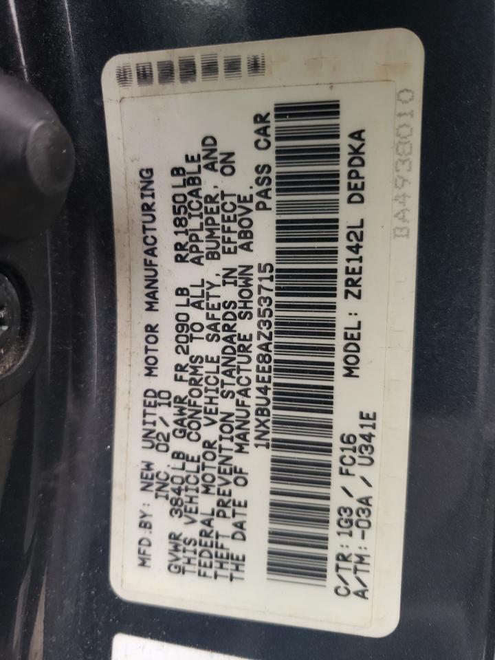 2010 Toyota Corolla Base VIN: 1NXBU4EE8AZ353715 Lot: 73185694