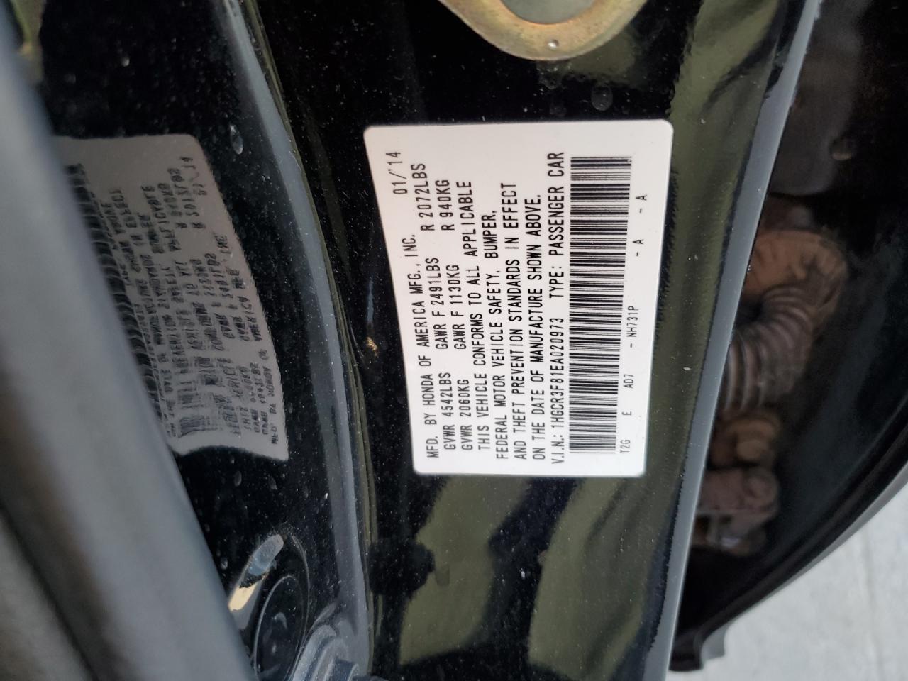 1HGCR3F81EA020973 2014 Honda Accord Exl