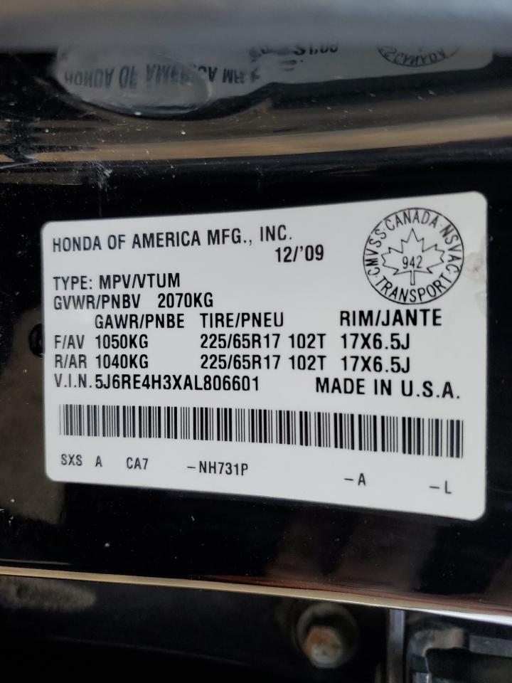 2010 Honda Cr-V Lx VIN: 5J6RE4H3XAL806601 Lot: 72221404