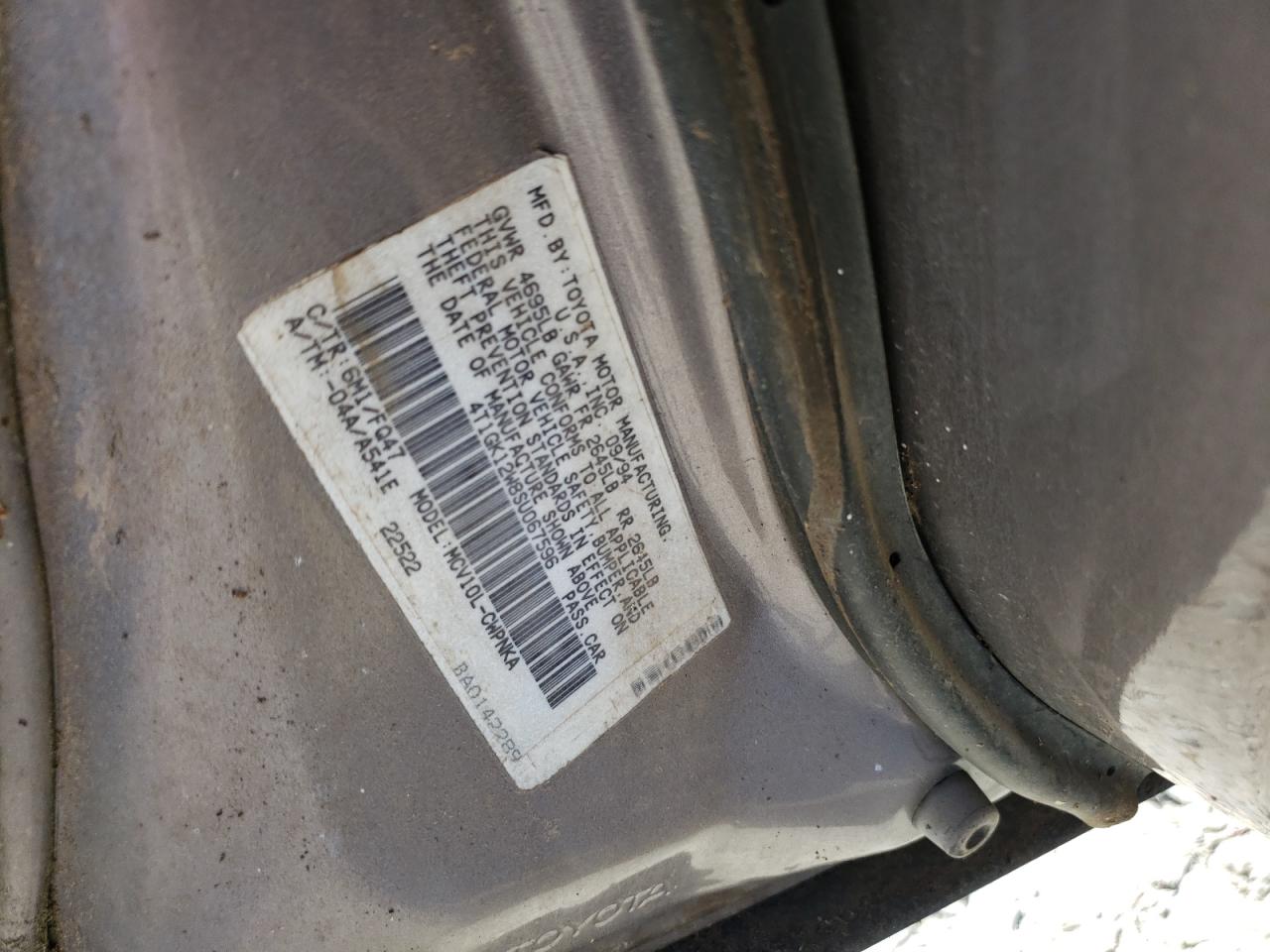 1995 Toyota Camry Le VIN: 4T1GK12W8SU067596 Lot: 72091174