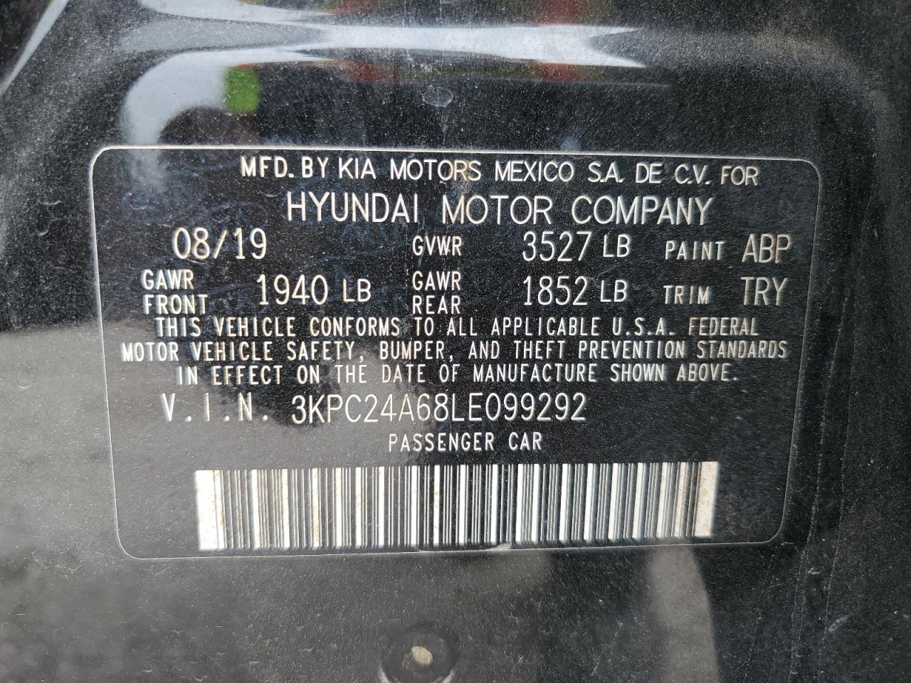 2020 Hyundai Accent Se VIN: 3KPC24A68LE099292 Lot: 73337724