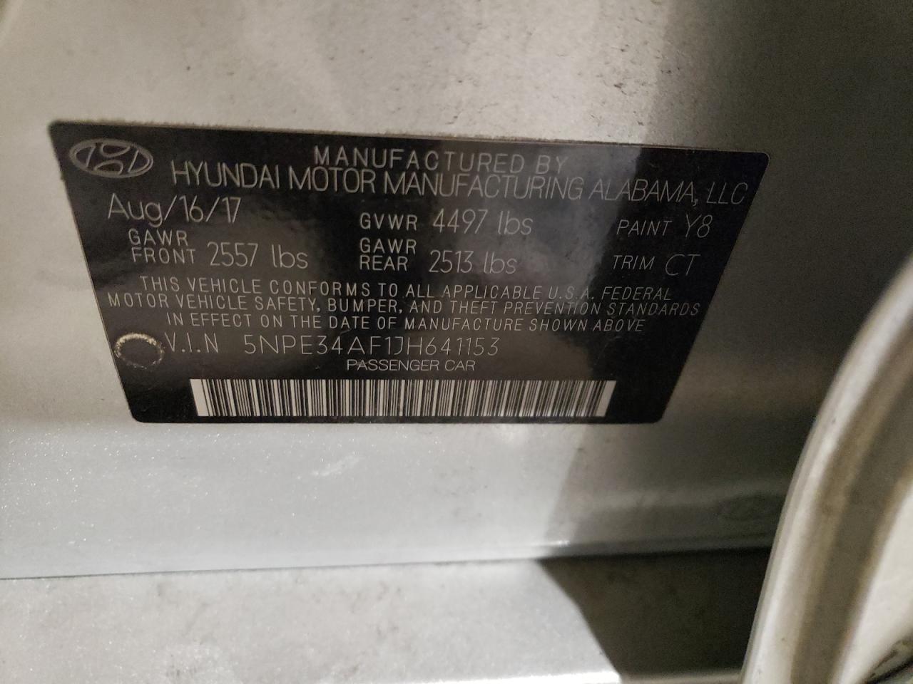 5NPE34AF1JH641153 2018 Hyundai Sonata Sport