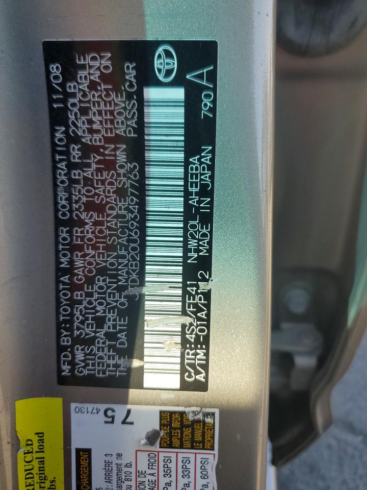 2009 Toyota Prius VIN: JTDKB20U693497763 Lot: 69886194