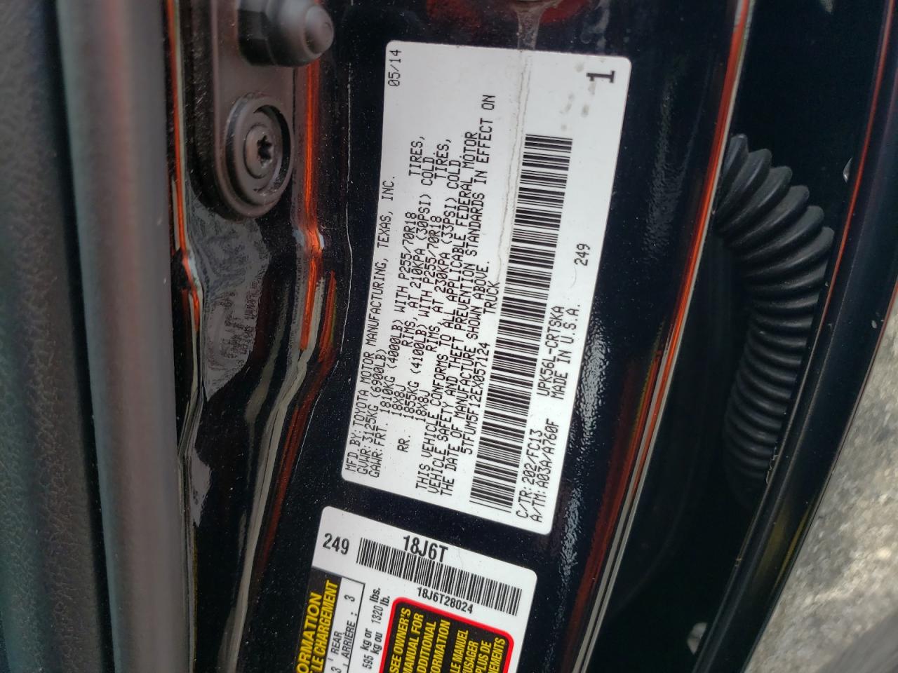 VIN 5TFUM5F12EX057124 2014 TOYOTA TUNDRA no.12