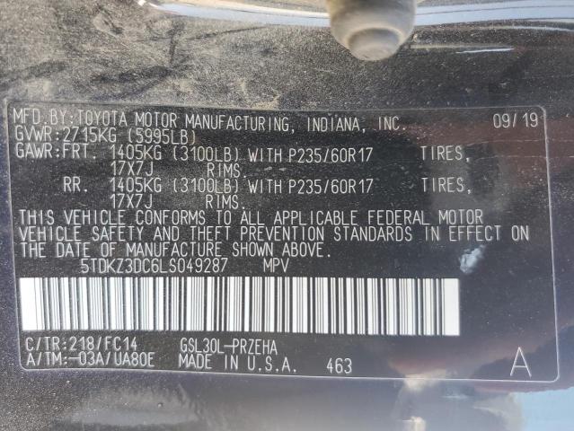 5TDKZ3DC6LS049287 Toyota All Models SIENNA LE 14