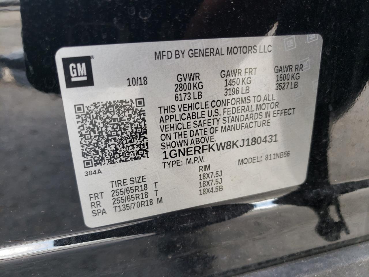 1GNERFKW8KJ180431 2019 Chevrolet Traverse Ls