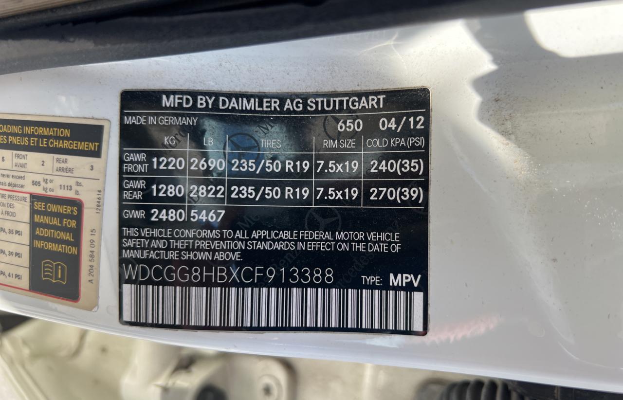 WDCGG8HBXCF913388 2012 Mercedes-Benz Glk 350 4Matic