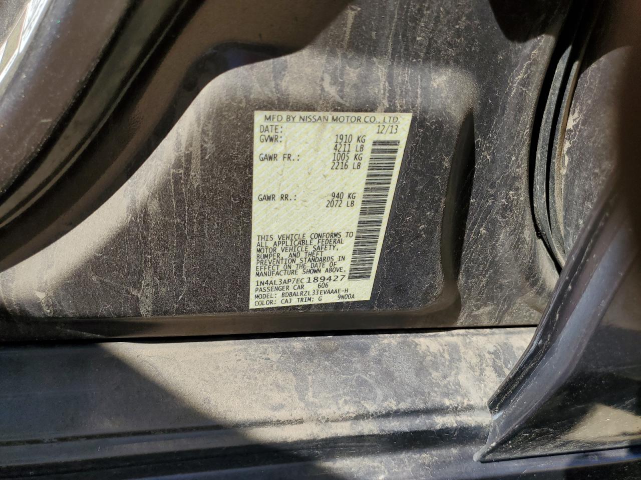 1N4AL3AP7EC189427 2014 Nissan Altima 2.5