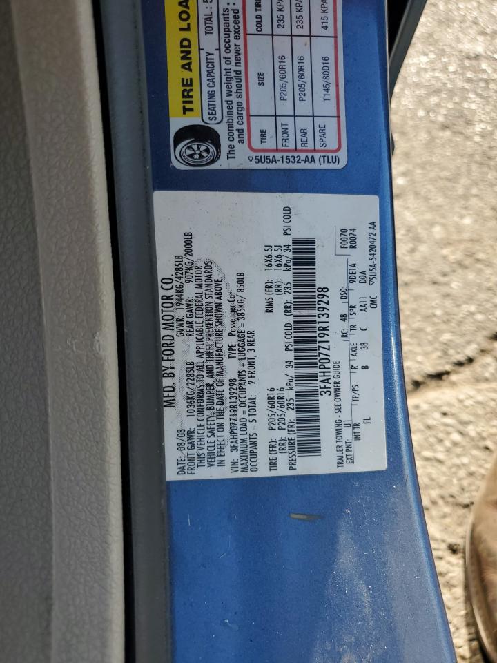 3FAHP07Z19R139298 2009 Ford Fusion Se