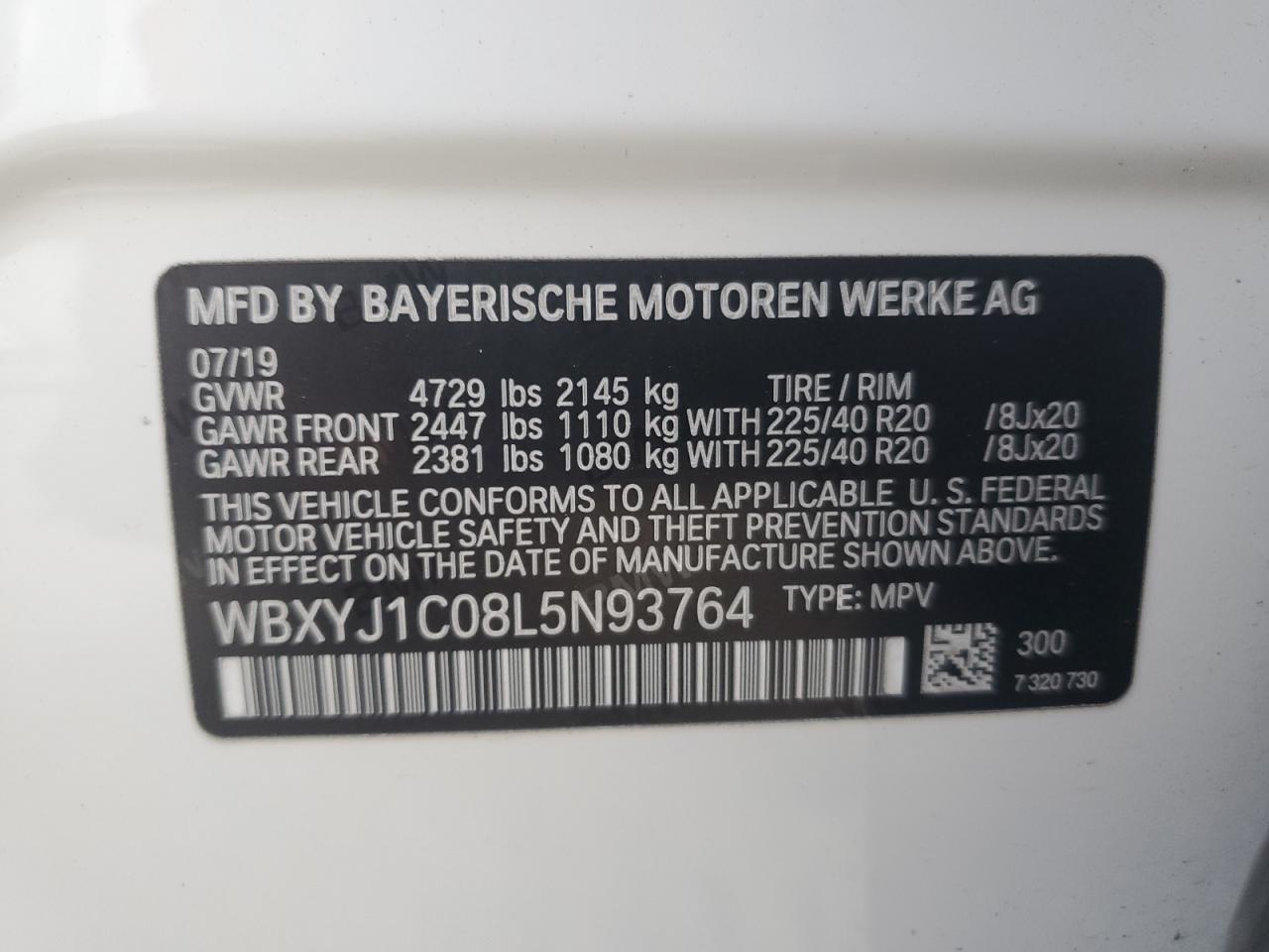 WBXYJ1C08L5N93764 2020 BMW X2 xDrive28I