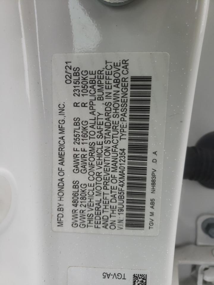 19UUB5F4XMA012354 2021 Acura Tlx Technology