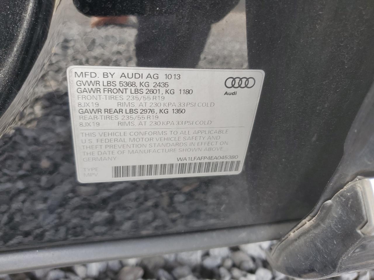 2014 Audi Q5 Premium Plus VIN: WA1LFAFP4EA045380 Lot: 69979064