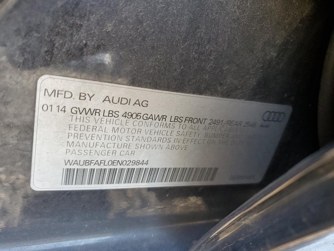 WAUBFAFL0EN029844 2014 Audi A4 Premium