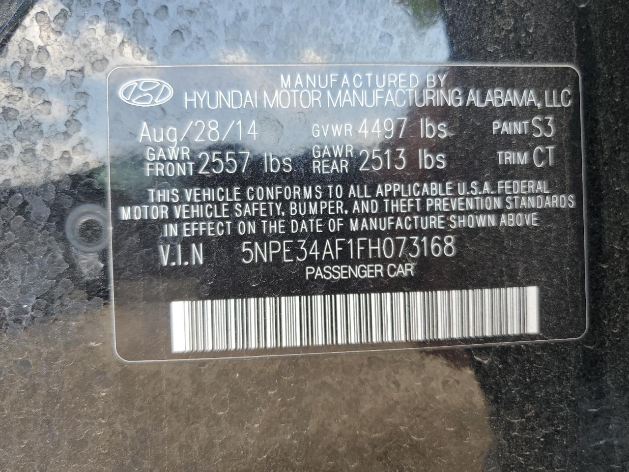 5NPE34AF1FH073168 2015 Hyundai Sonata Sport