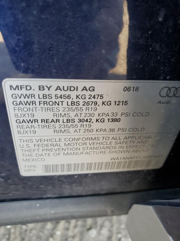 2018 Audi Q5 Premium VIN: WA1ANAFY1J2207683 Lot: 71682674