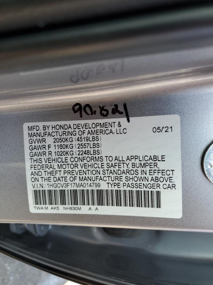 1HGCV3F17MA014799 2021 Honda Accord Hybrid