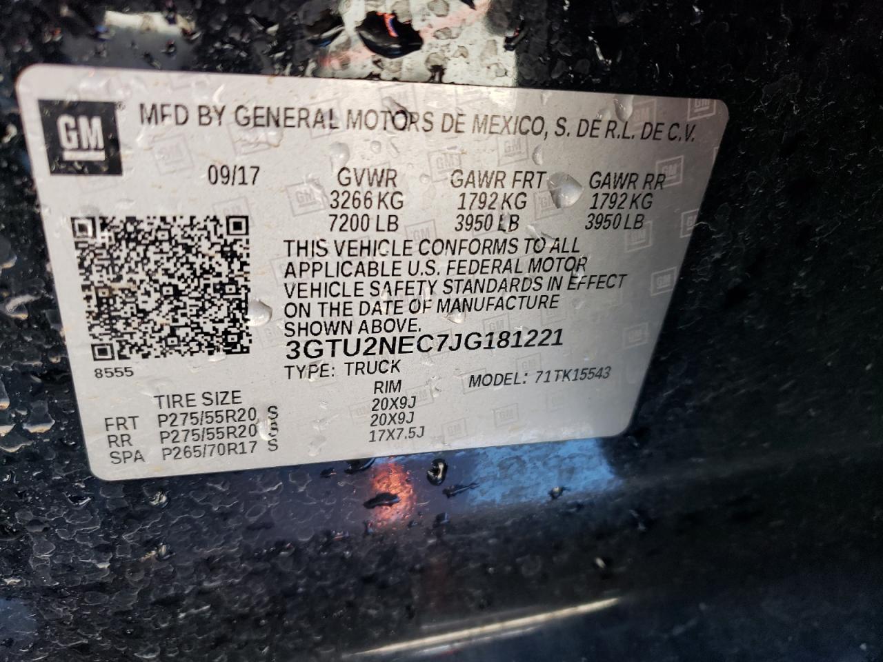 3GTU2NEC7JG181221 2018 GMC Sierra K1500 Slt