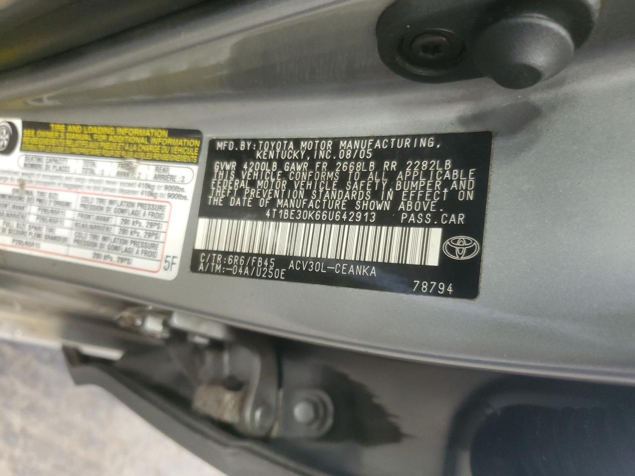 4T1BE30K66U642913 2006 Toyota Camry Le