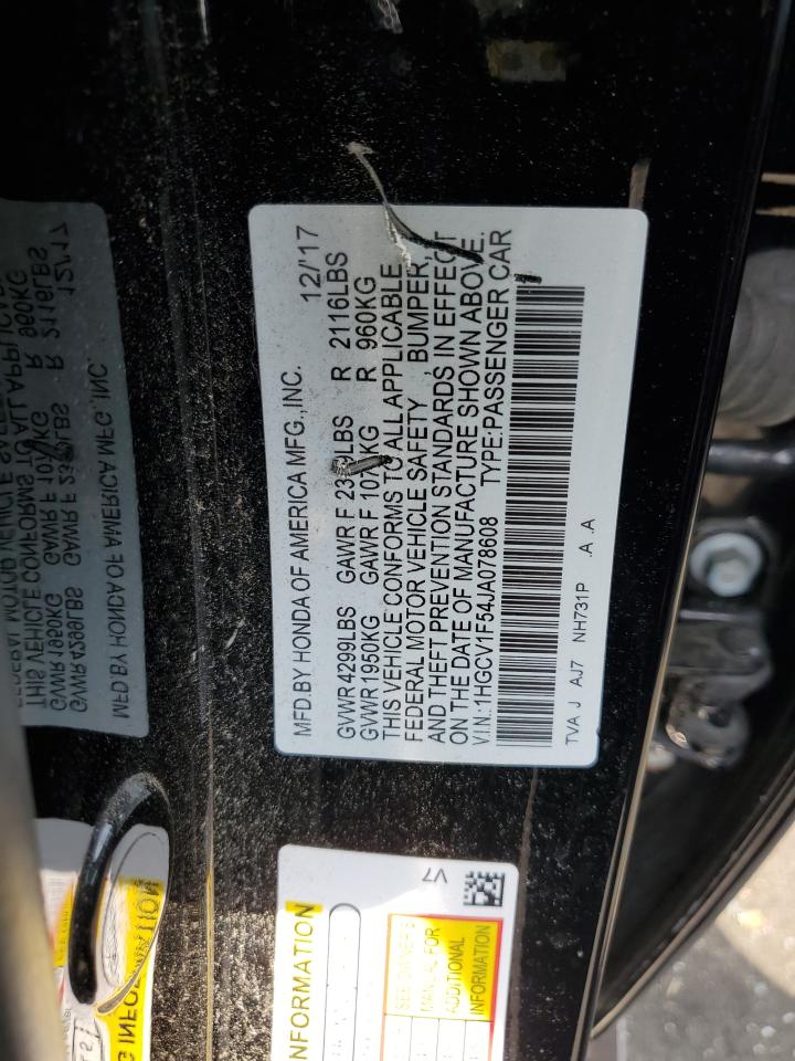 1HGCV1F54JA078608 2018 Honda Accord Exl