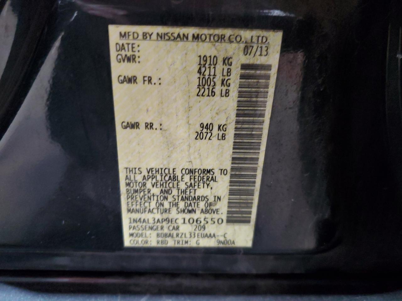 1N4AL3AP9EC106550 2014 Nissan Altima 2.5