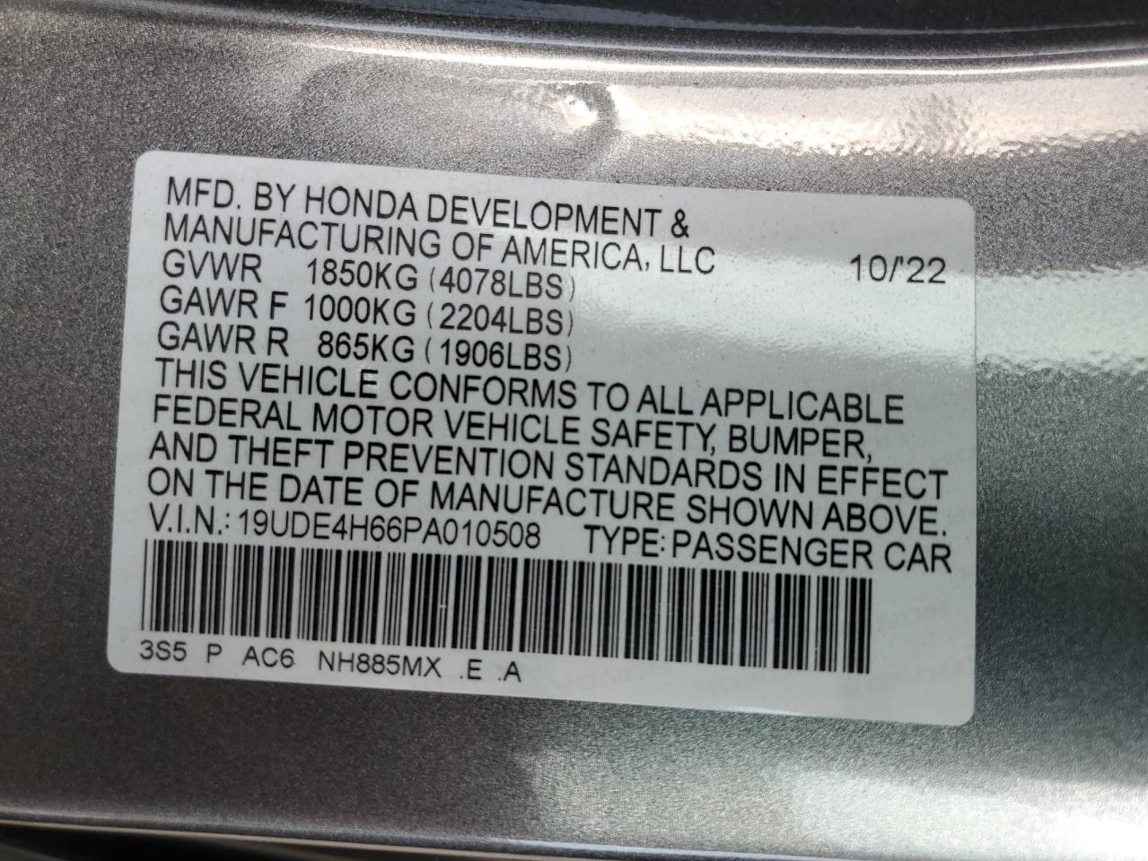 19UDE4H66PA010508 2023 Acura Integra A-Spec Tech