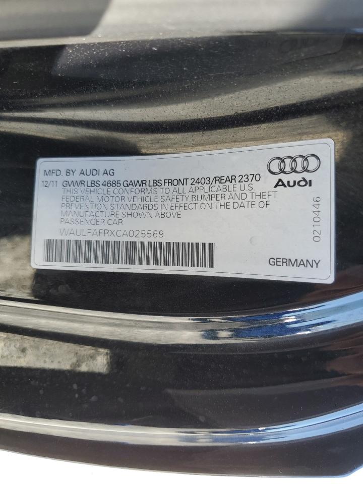 2012 Audi A5 Premium Plus VIN: WAULFAFRXCA025569 Lot: 70185164