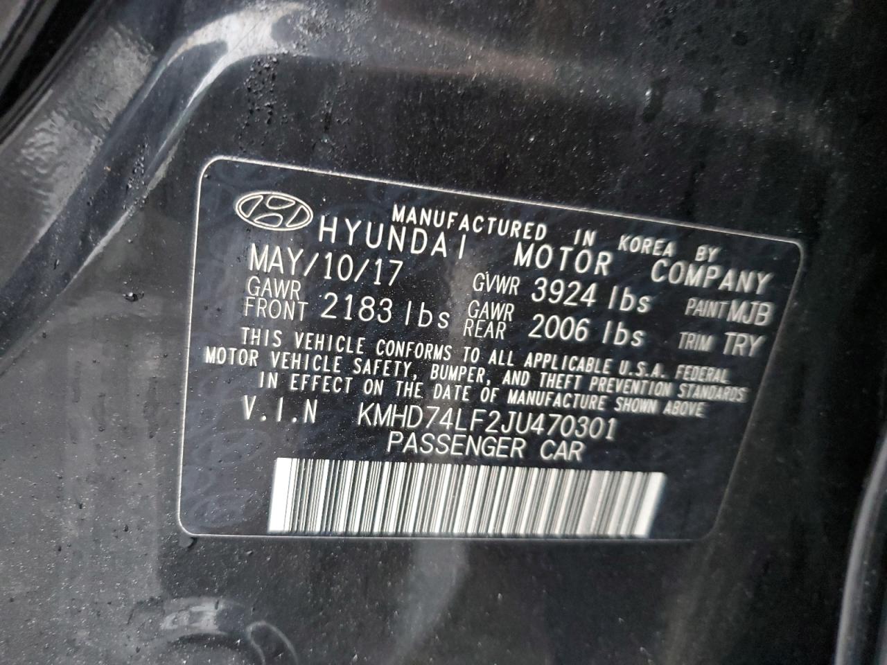 KMHD74LF2JU470301 2018 HYUNDAI ELANTRA - Image 12