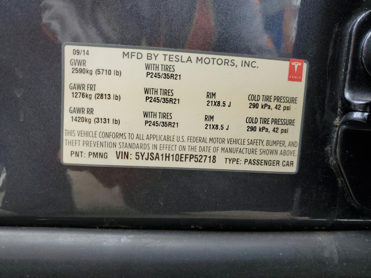 5YJSA1H10EFP52718 2014 Tesla Model S