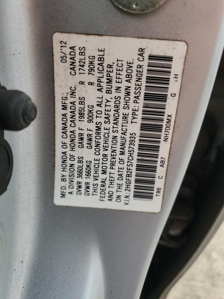 2HGFB2F57CH573935 2012 Honda Civic Lx