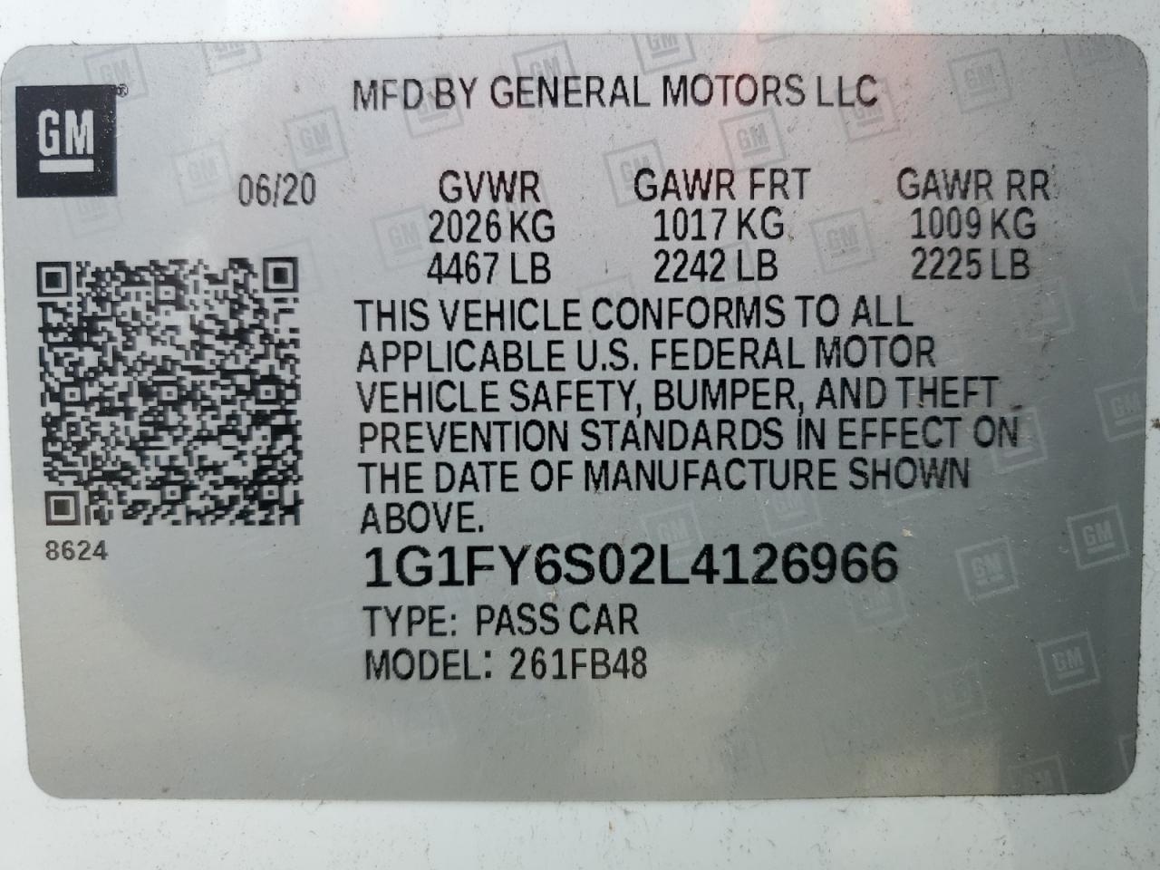 1G1FY6S02L4126966 2020 Chevrolet Bolt Ev Lt