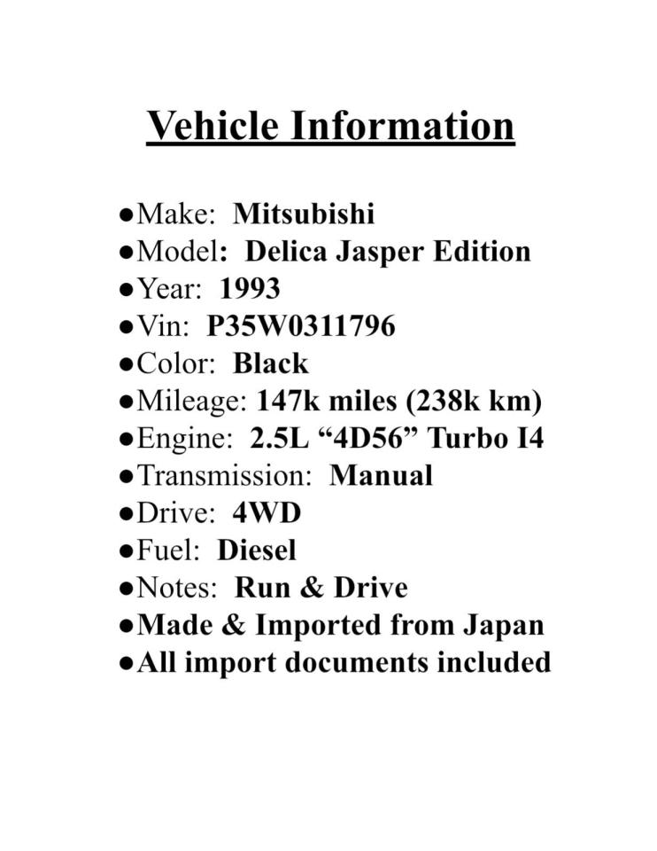 P35W0311796 1993 Mitsubishi Delica