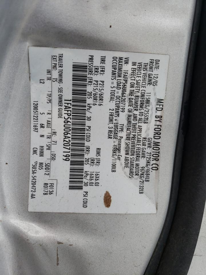 1FAFP56U06A207199 2006 Ford Taurus Sel