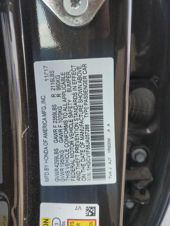 1HGCV1F56JA057288 2018 Honda Accord Exl