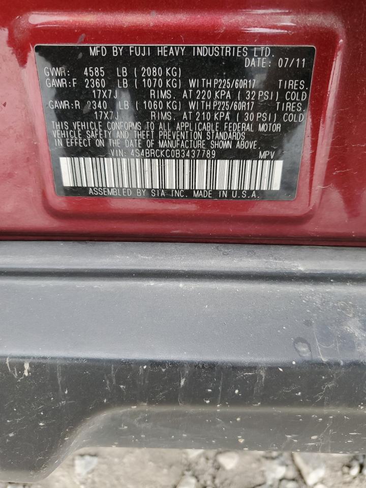 2011 Subaru Outback 2.5I Limited VIN: 4S4BRCKC0B3437789 Lot: 72826524