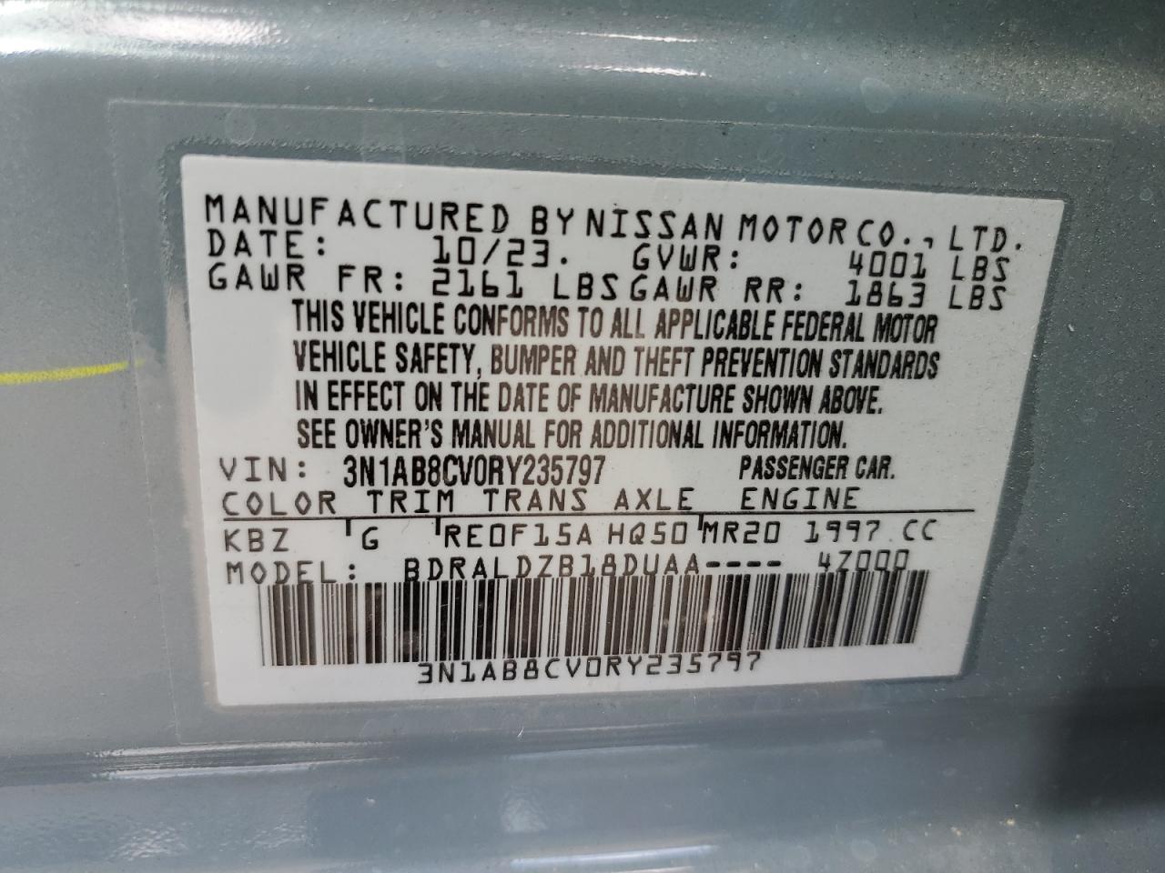 3N1AB8CV0RY235797 2024 Nissan Sentra Sv