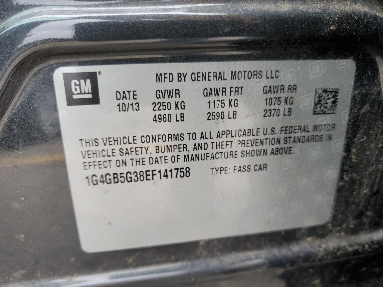 1G4GB5G38EF141758 2014 Buick Lacrosse