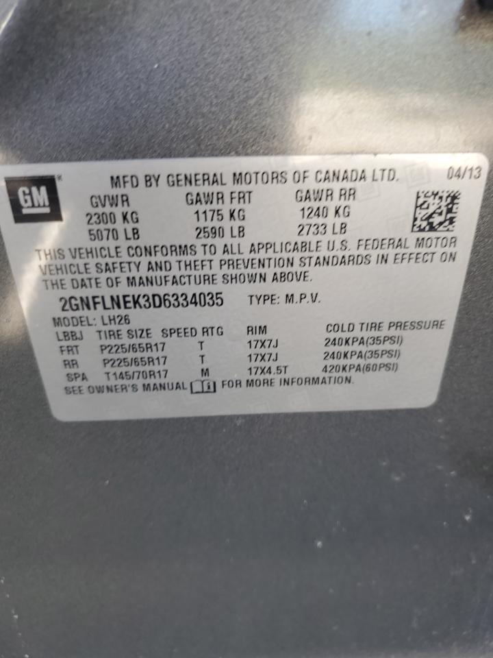 2GNFLNEK3D6334035 2013 Chevrolet Equinox Lt