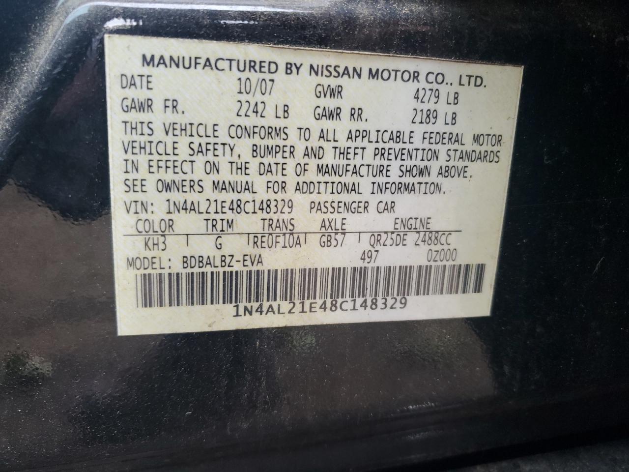 1N4AL21E48C148329 2008 Nissan Altima 2.5